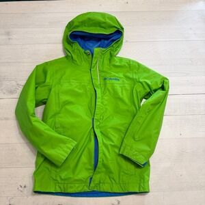 Columbia kids green blue rain jacket size 6/7